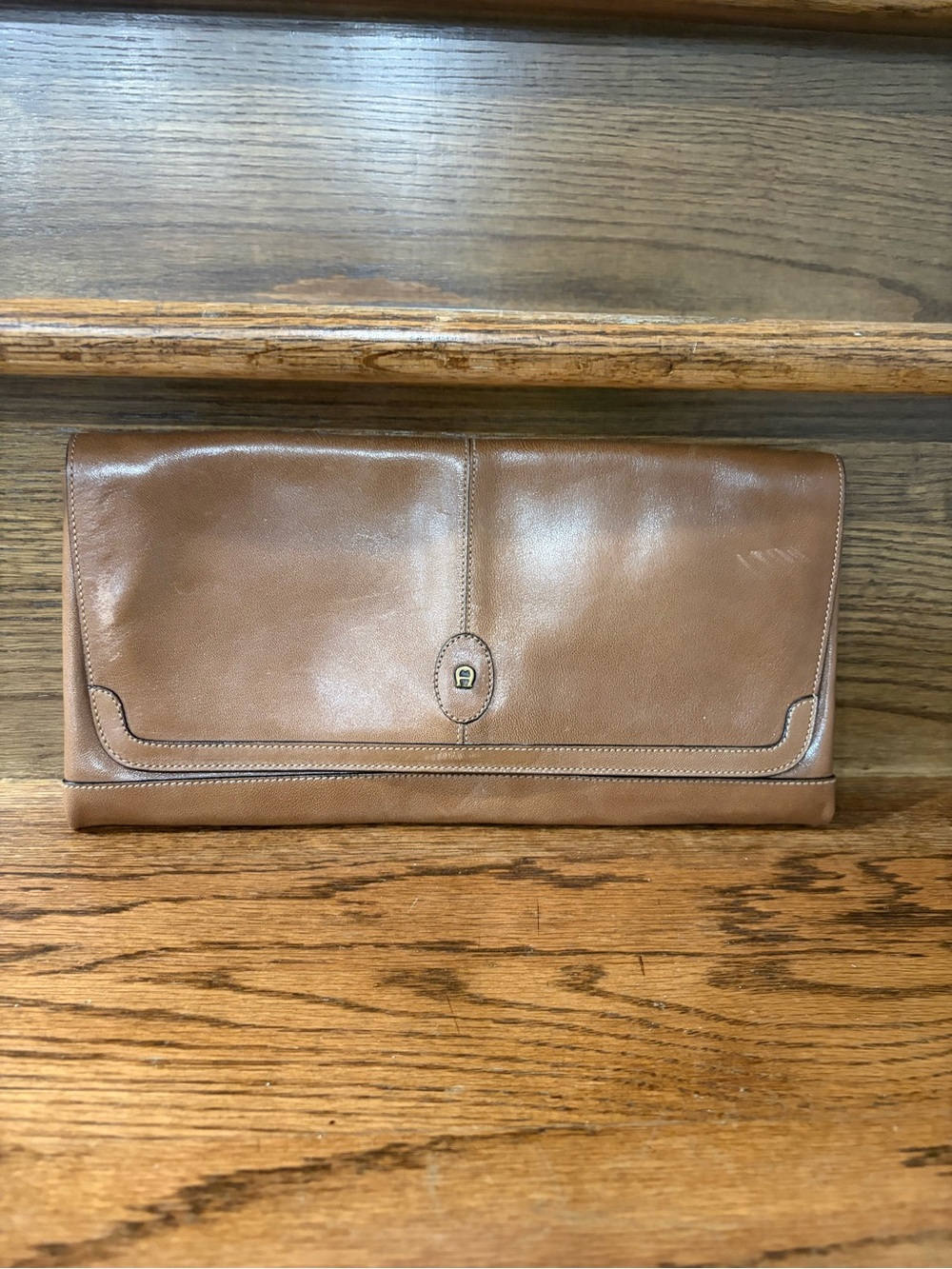 Vintage Etienne Aigner Brown Leather Clutch